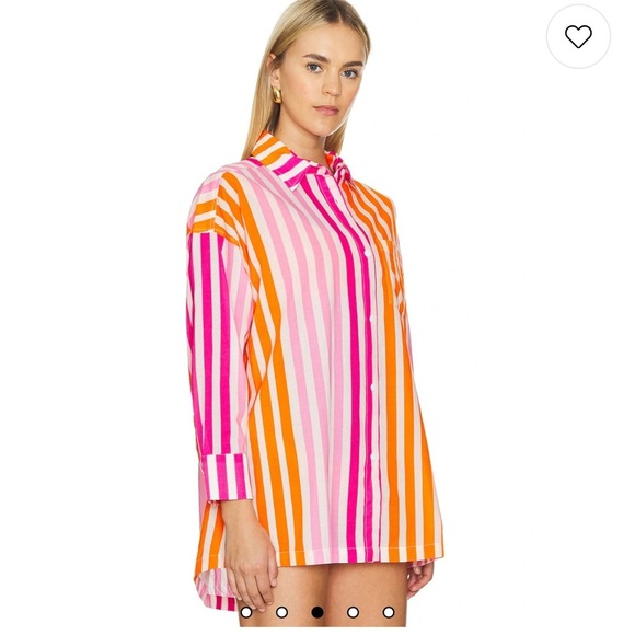 Beach Riot 100% Cotton Alexa Top Buttoned In Sunset Stripes Beach Coverup S/M - Picture 3 of 12